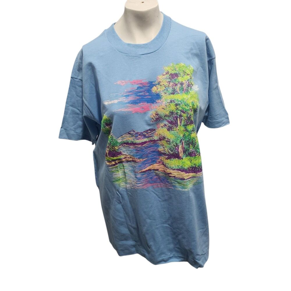 Fruit Of The Loom Brushstrokes By Hazelwood Single Stitch Tee Shirt Deadstock XL